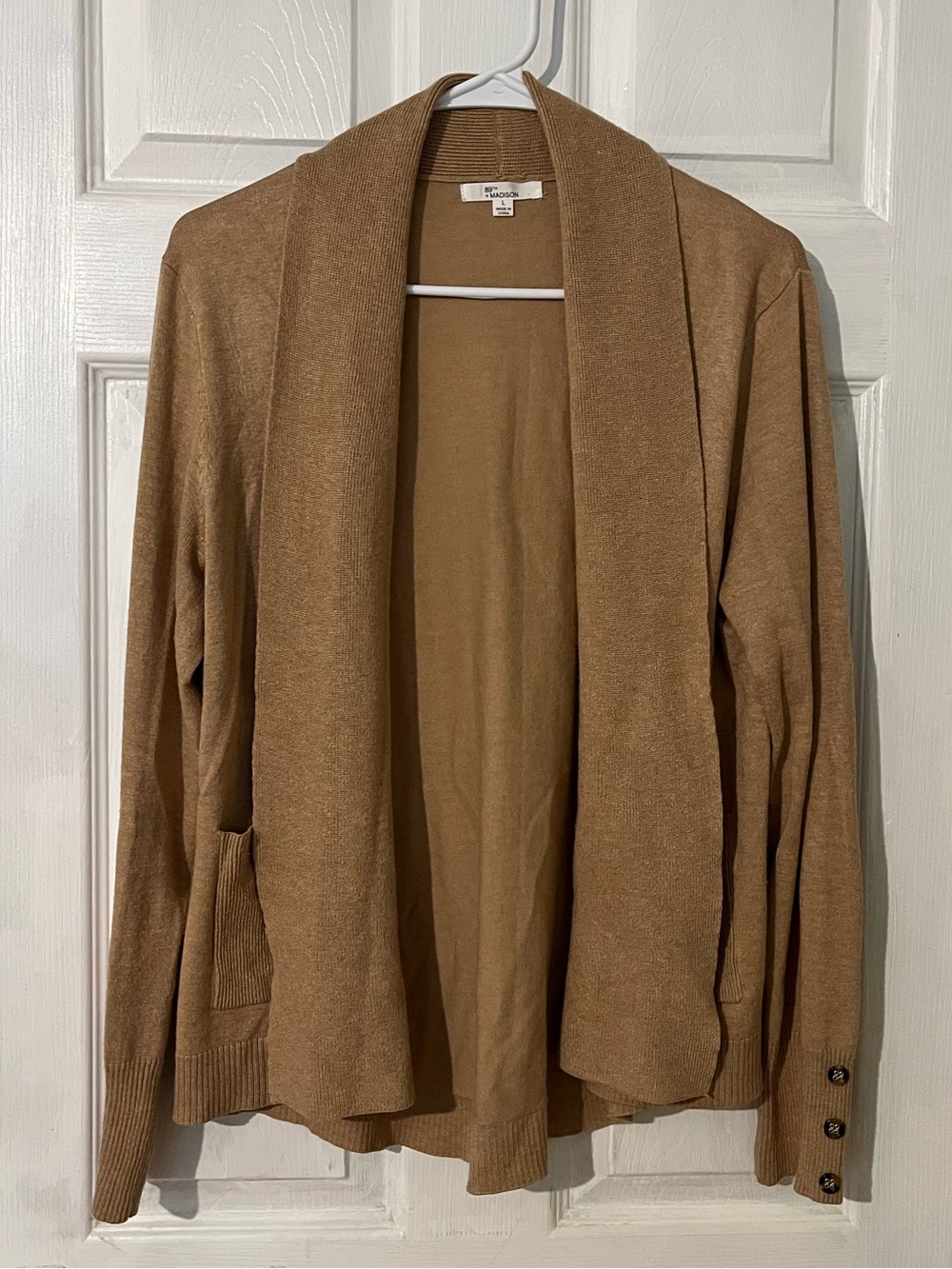 89th & Madison Camel Open-Front Cardigan
